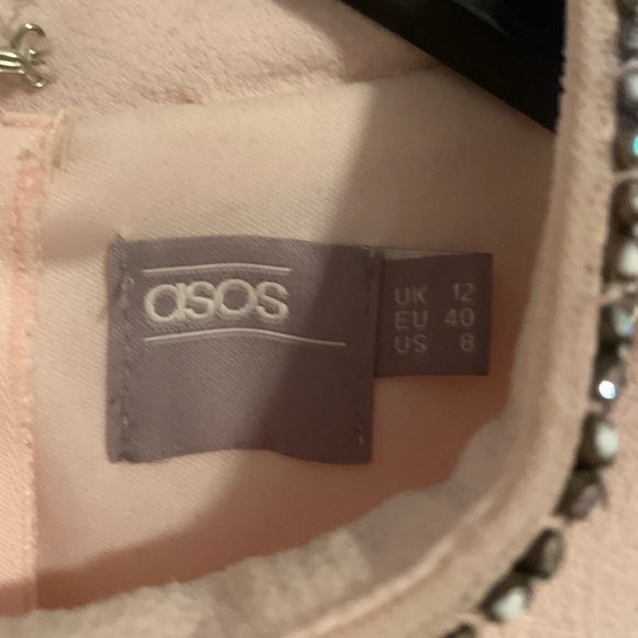 ASOS PETITE Dress with Embellished Collar Stand - Nude - Size 8P - Picture 4 of 4